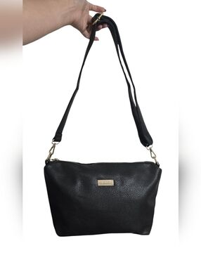 BCBG Paris Black Pebbled Leather Crossbody Bag